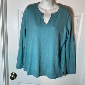 J. Jill V Neck Sweater Tunic Size M ribbed trim at the neckline, cuffs and hem